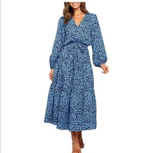 Women’s Blue Leopard Maxi Dress